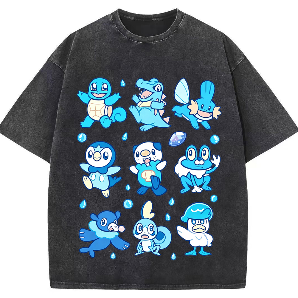 Water Starter Pokemon Collection Cartoon Tee | Pokemon Anime