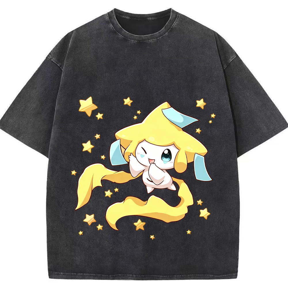 Starry Jirachi Single Print Cartoon Tee | Pokemon Anime