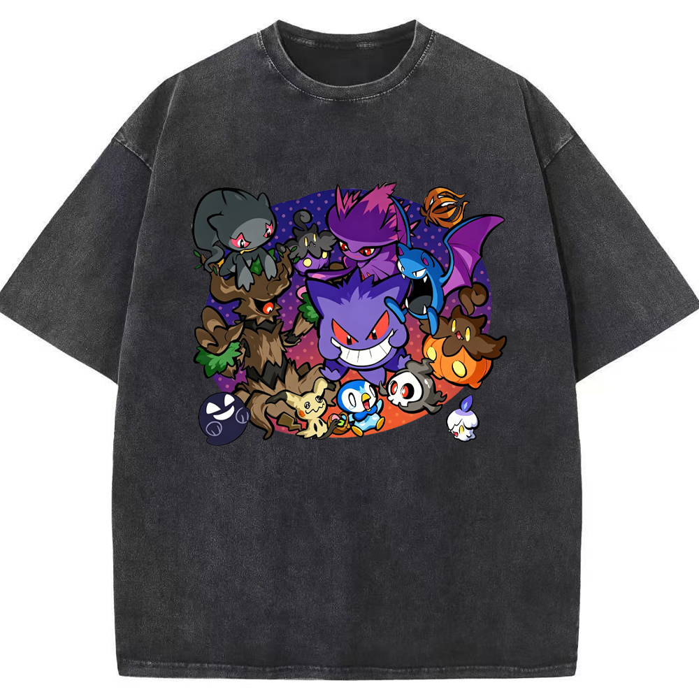 Halloween Night Party Gengar Evolution Group Cartoon Tee | Pokemon Anime
