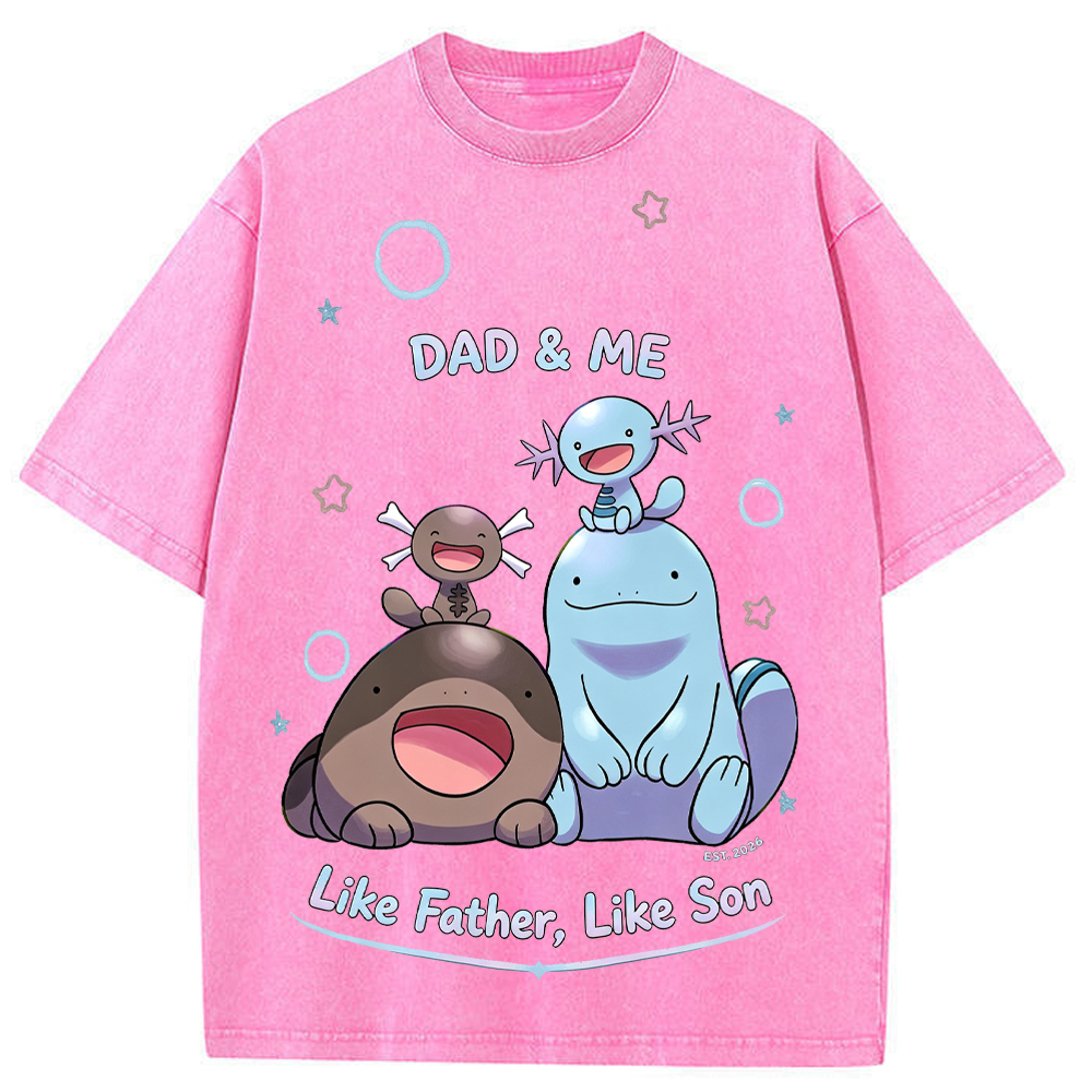 Parent & Kid Father Son Family Vibe Wooper Evolution Group Vintage Washed T-Shirt