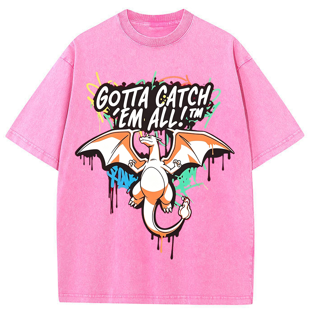 Graffiti Fire Dragon Vintage Washed T-Shirt