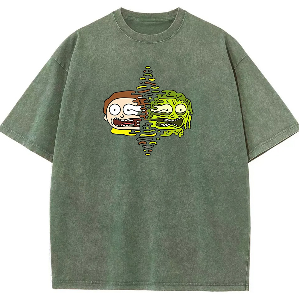 Toxic Dimension Morty Melting Distorted Face Cartoon Tee