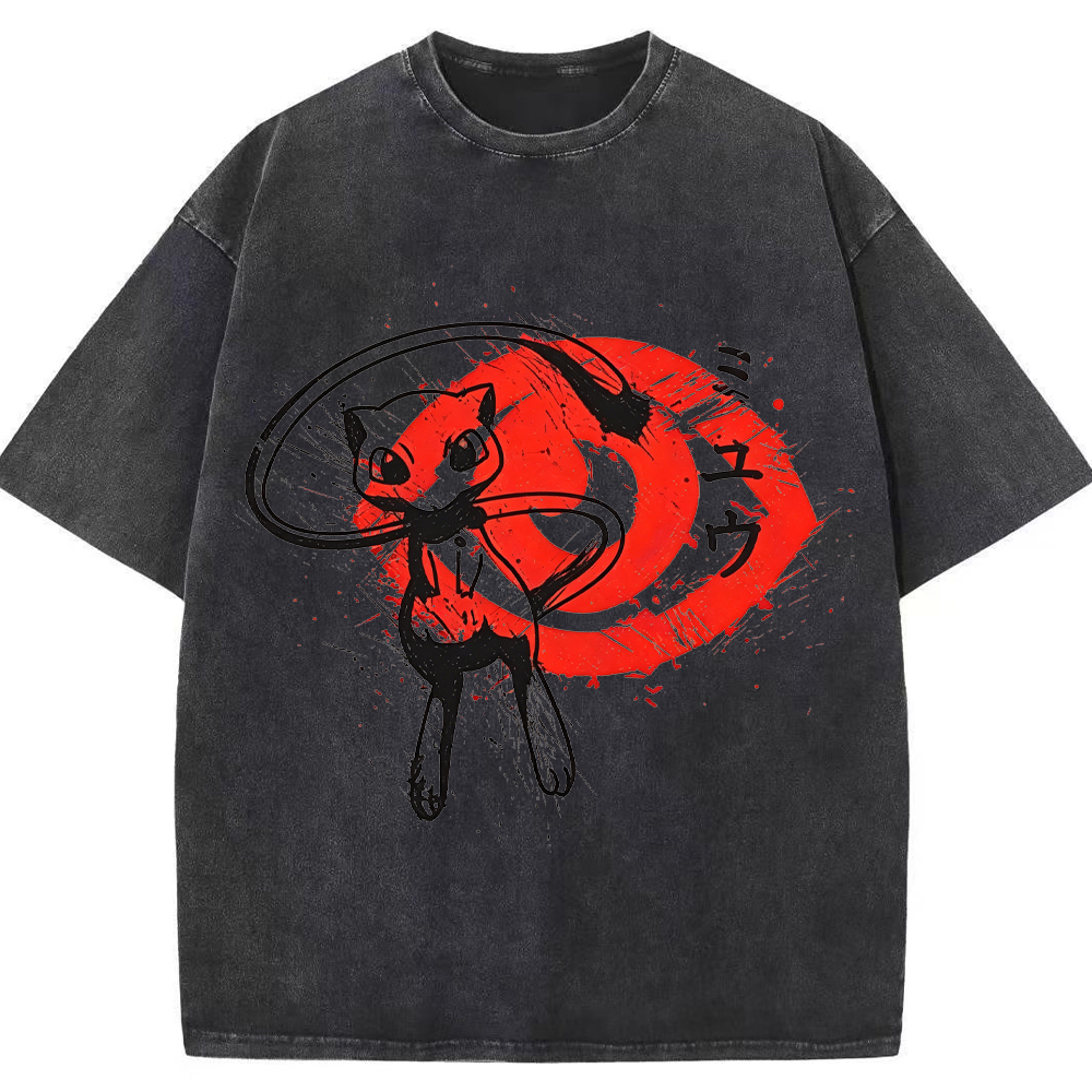 Ink Wash Mew Japanese Art Vintage Tee | Pokemon Anime