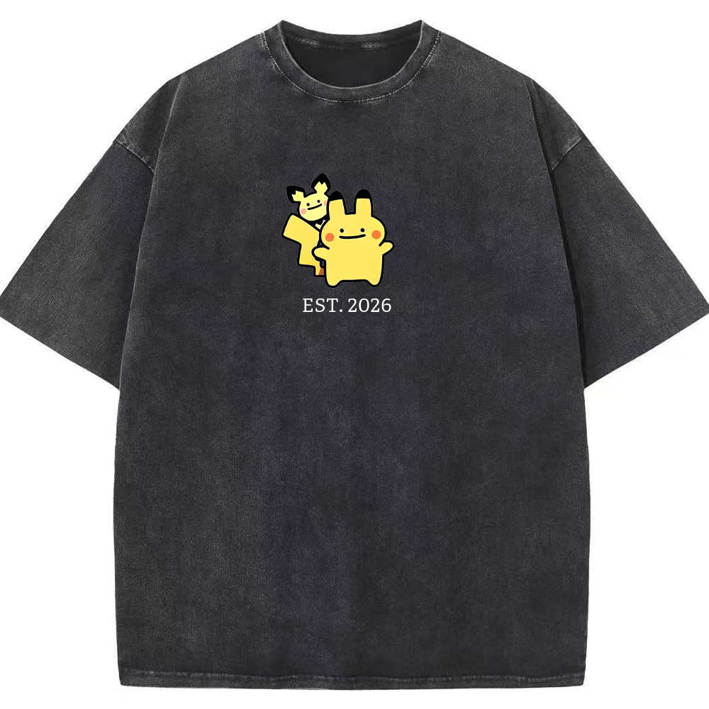 Cute Parent & Kid Pikachu Vintage Washed T-Shirt