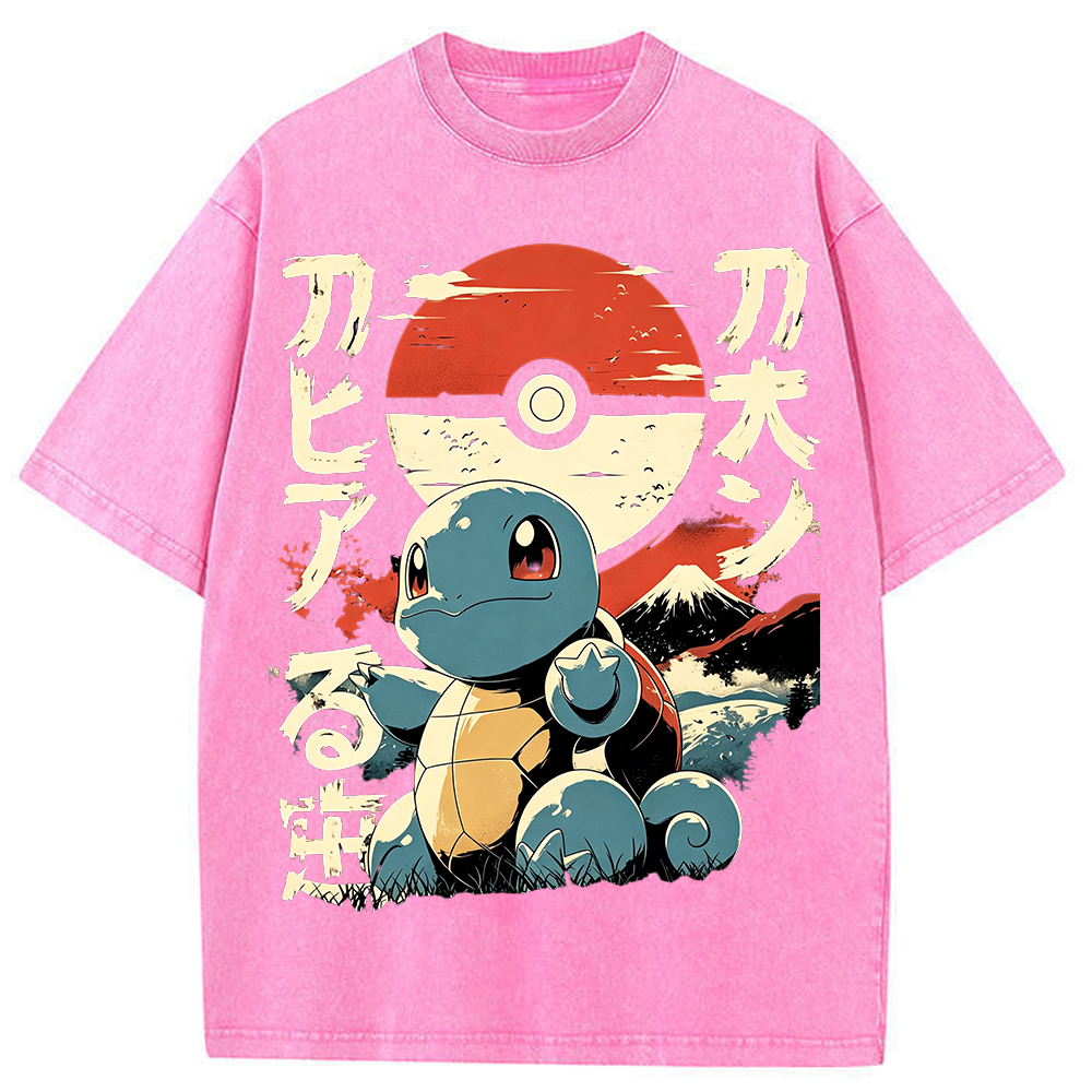Vintage Ukiyo-e Squirtle Japanese Kanji Graphic Tee