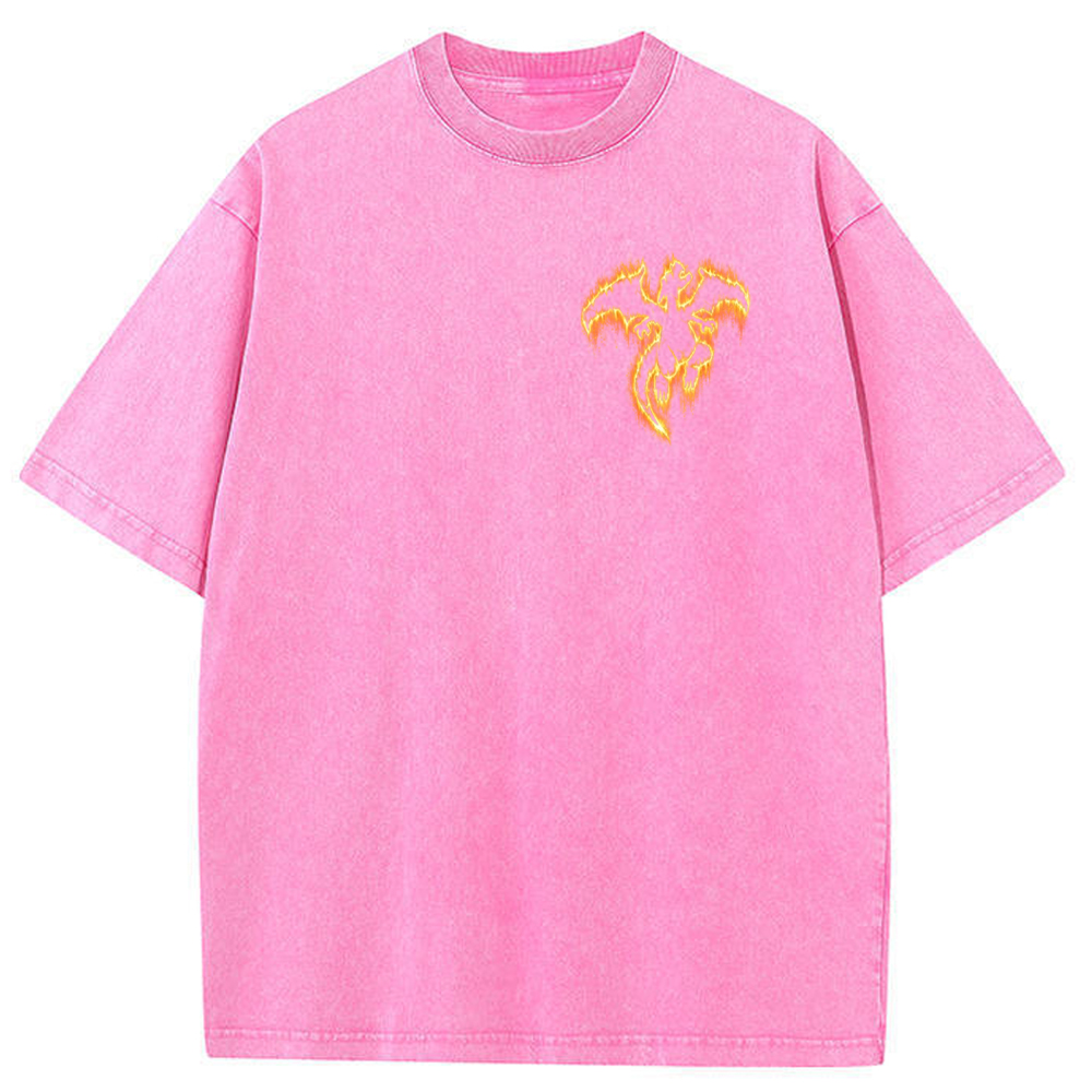 Flame Charizard Fire Silhouette Vintage Washed T-Shirt | Pokemon Anime