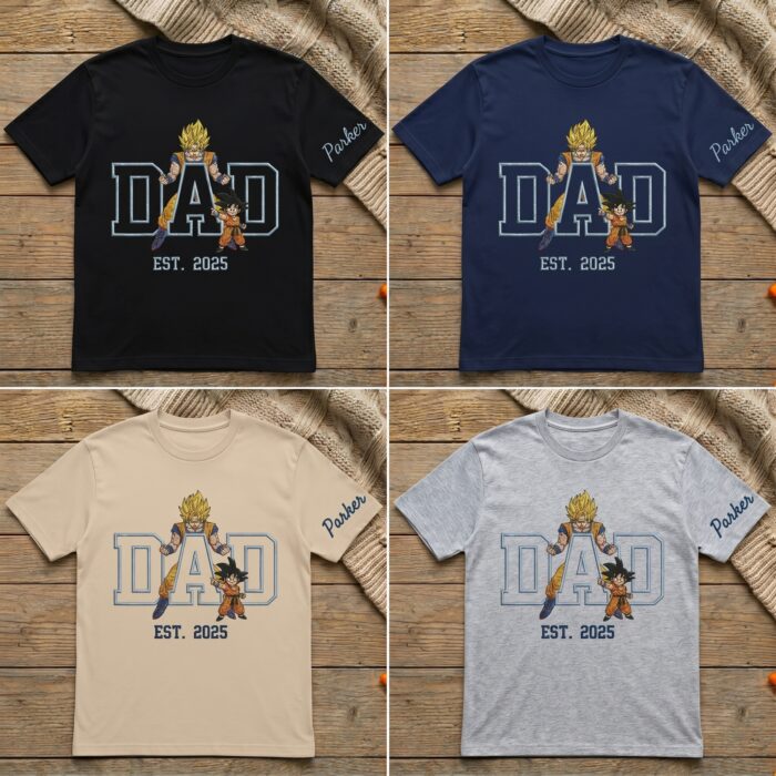 Custom Super Saiyan Dad Shirt, Personalized Anime Father's Day Gift