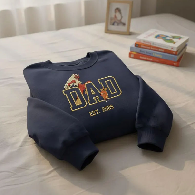 Custom Embroidered Anime Sweatshirt, Personalized PokaDad Character Hoodie