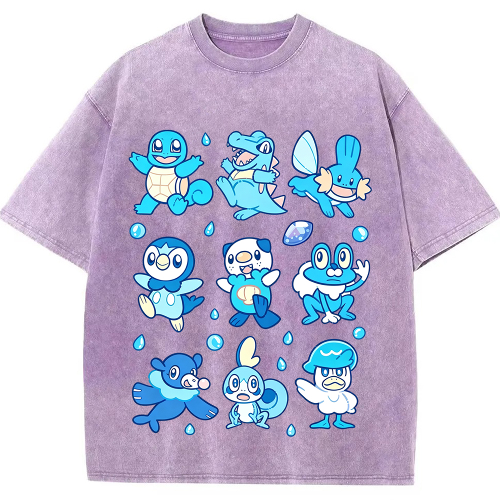 Water Starter Pokemon Collection Cartoon Tee | Pokemon Anime