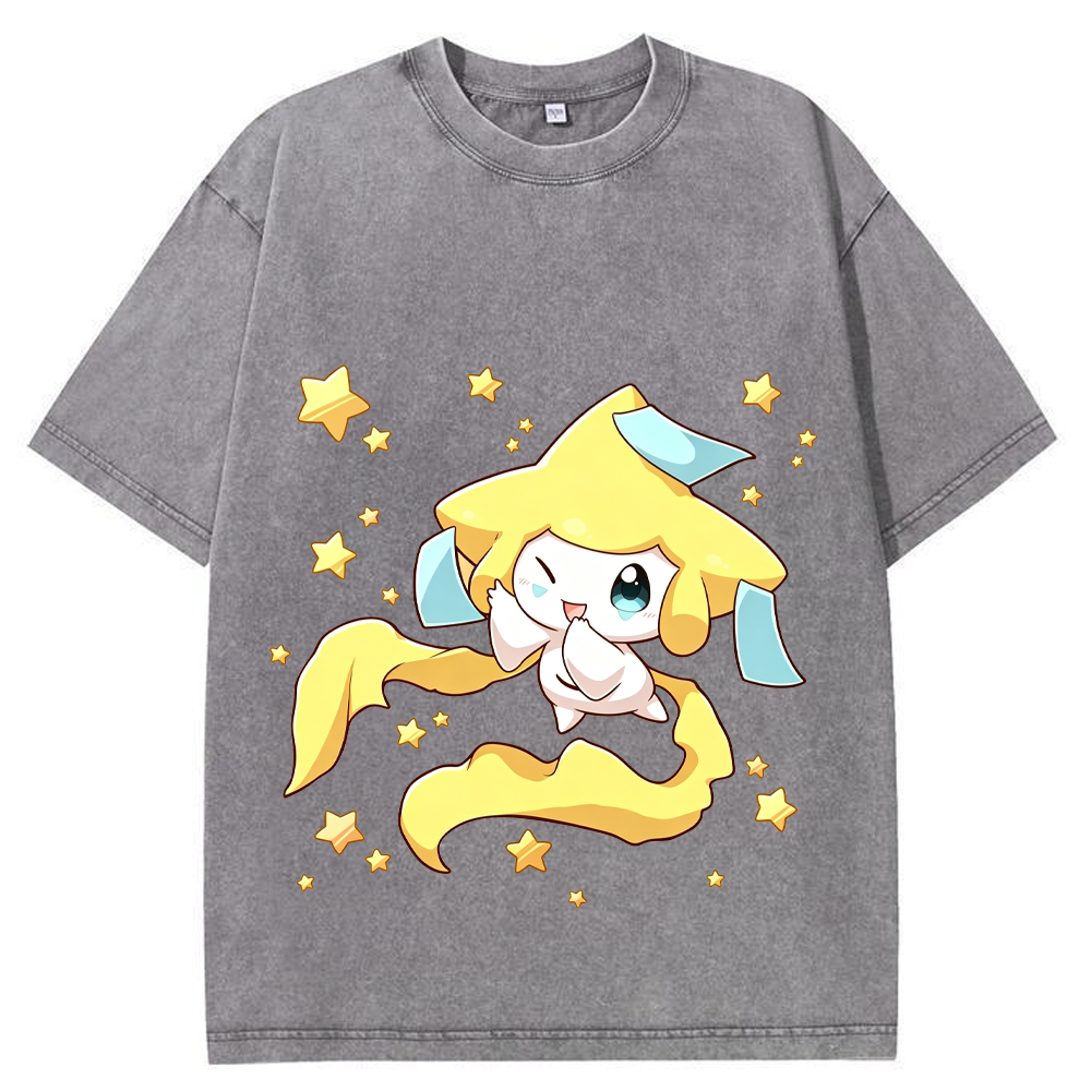 Starry Jirachi Single Print Cartoon Tee | Pokemon Anime