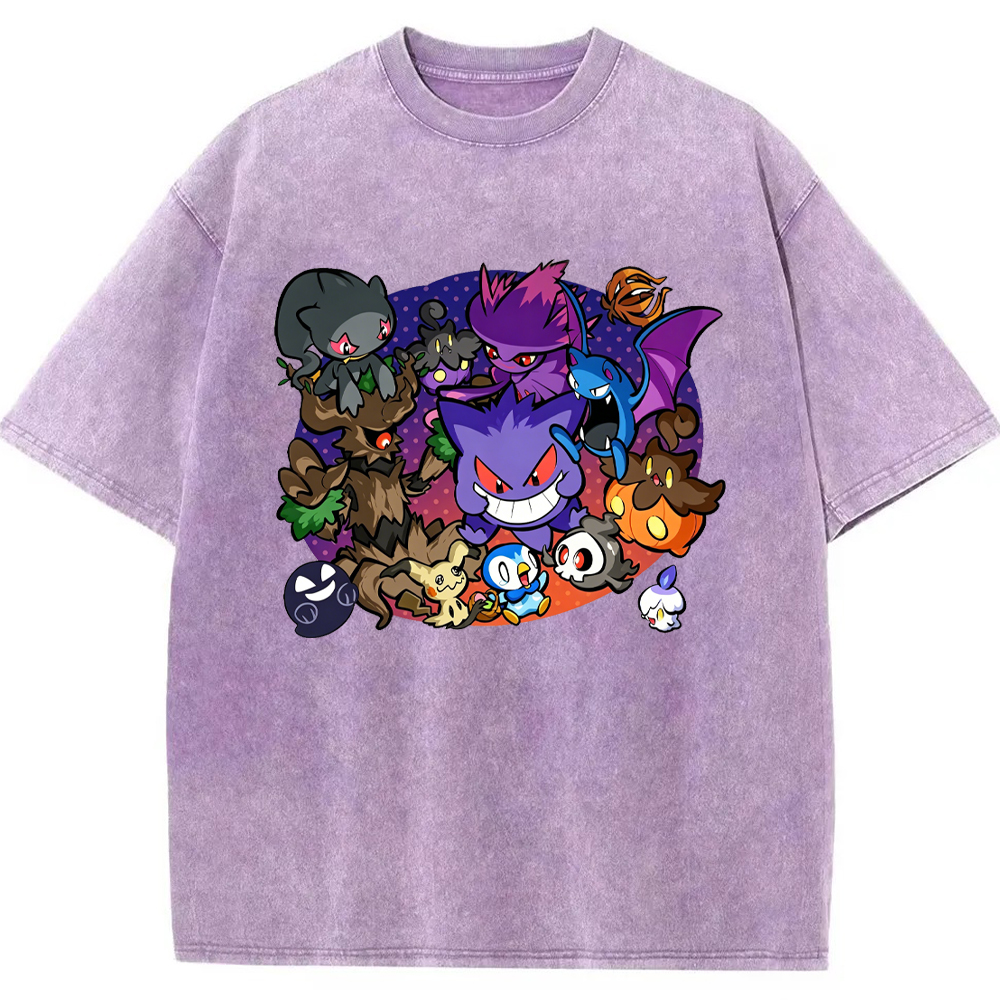 Halloween Night Party Gengar Evolution Group Cartoon Tee | Pokemon Anime