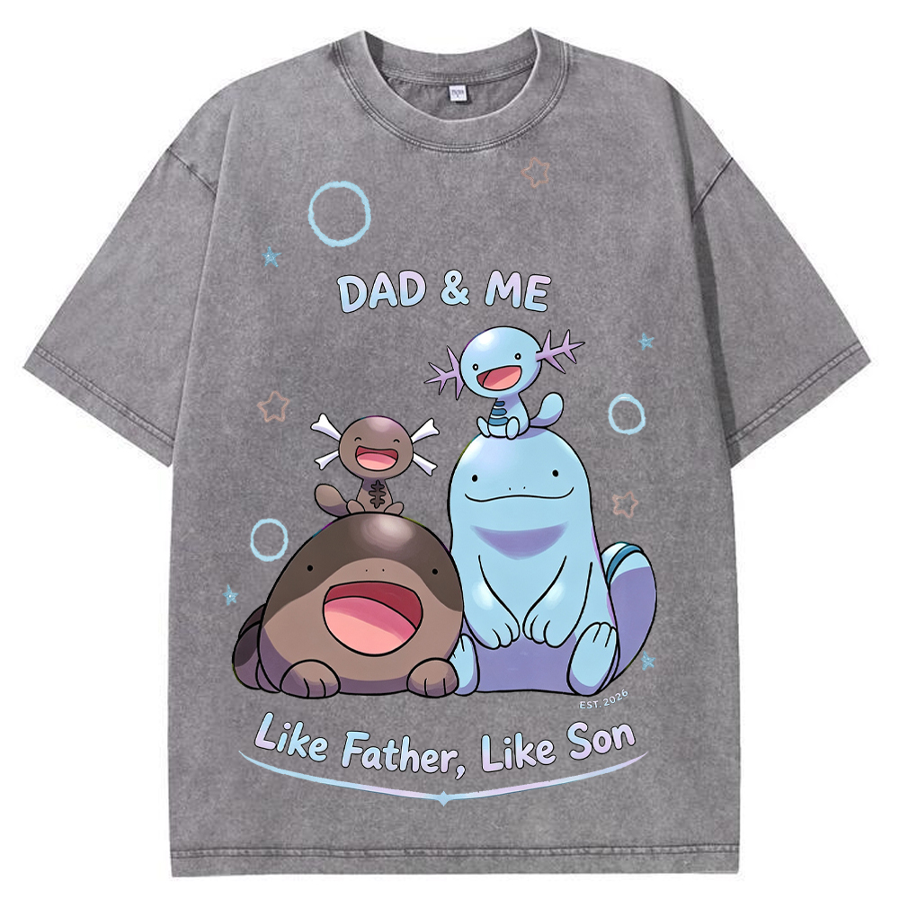 Parent & Kid Father Son Family Vibe Wooper Evolution Group Vintage Washed T-Shirt