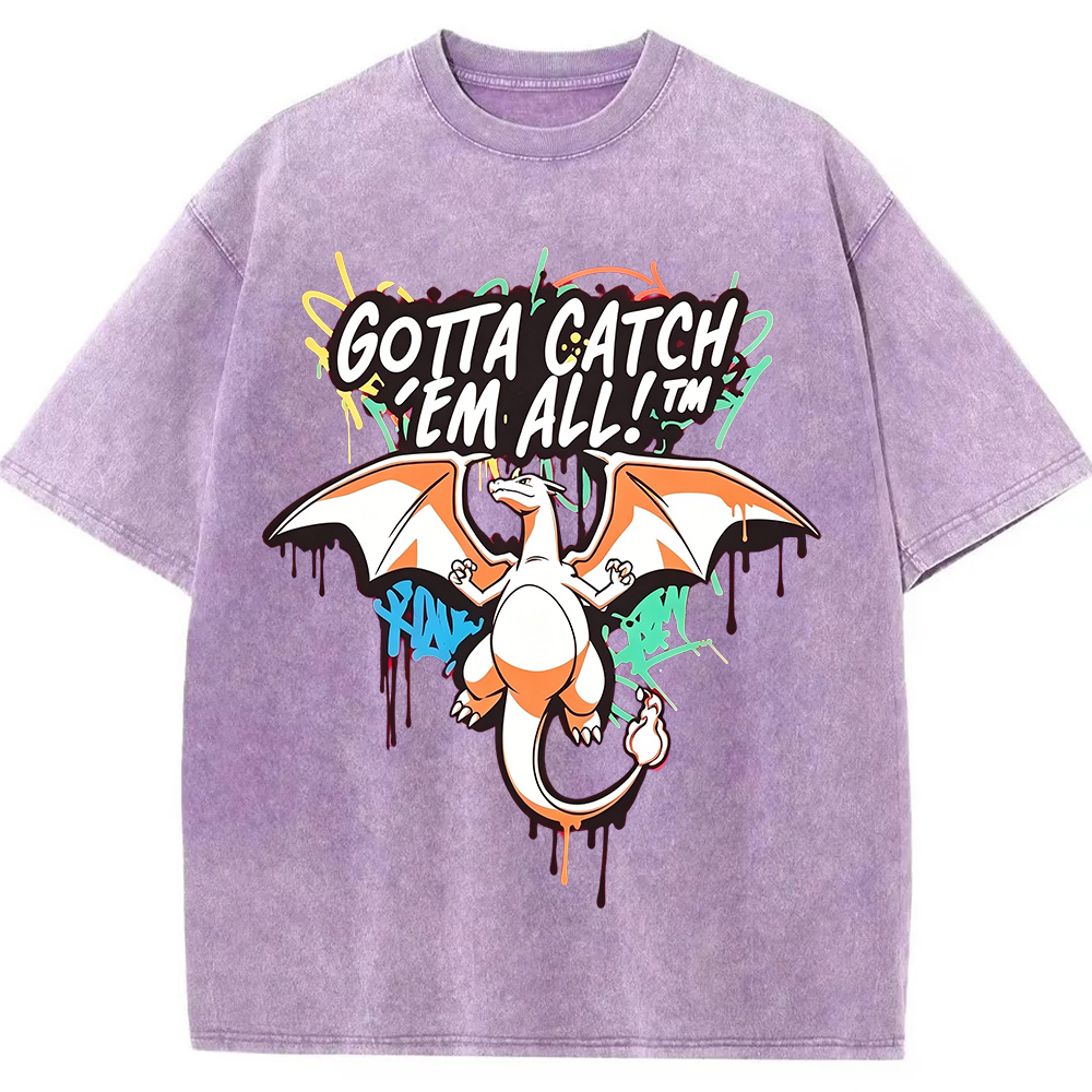 Graffiti Fire Dragon Vintage Washed T-Shirt