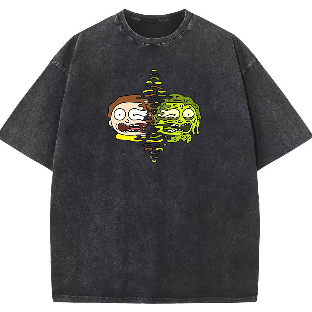 Toxic Dimension Morty Melting Distorted Face Cartoon Tee