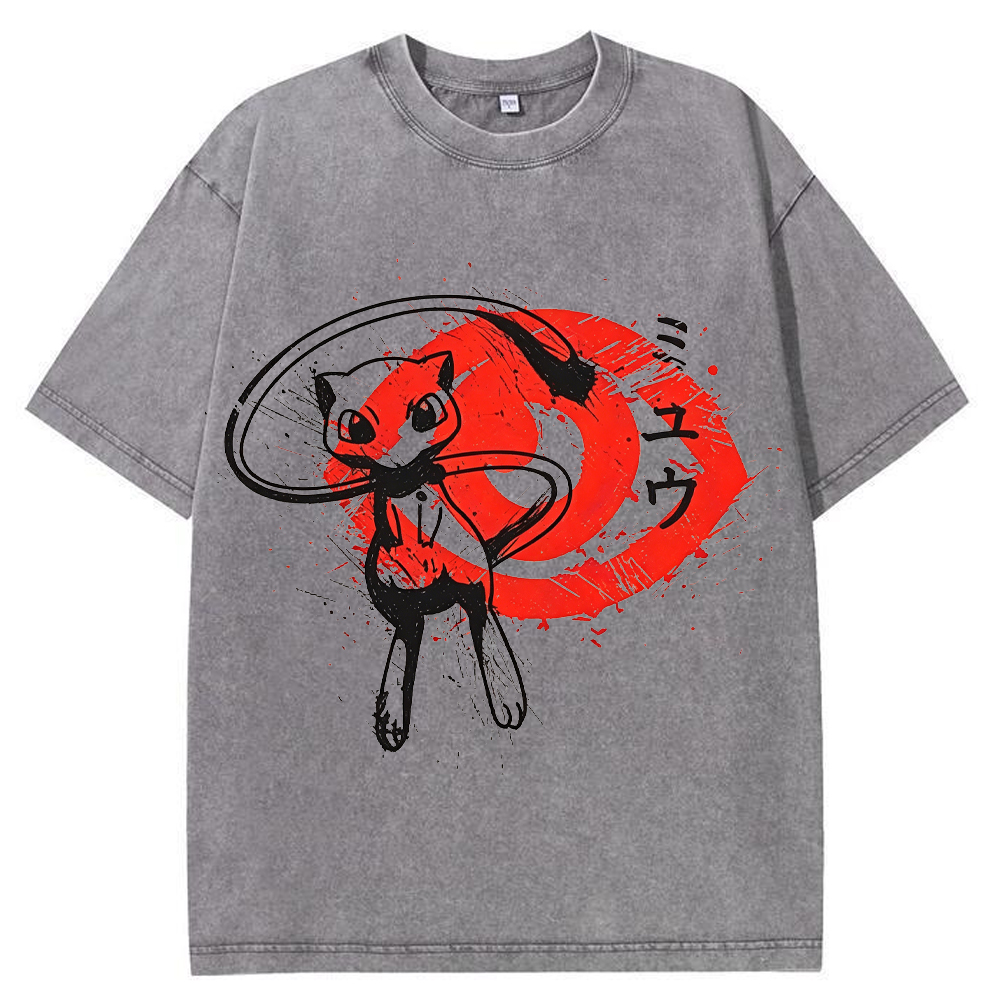 Ink Wash Mew Japanese Art Vintage Tee | Pokemon Anime