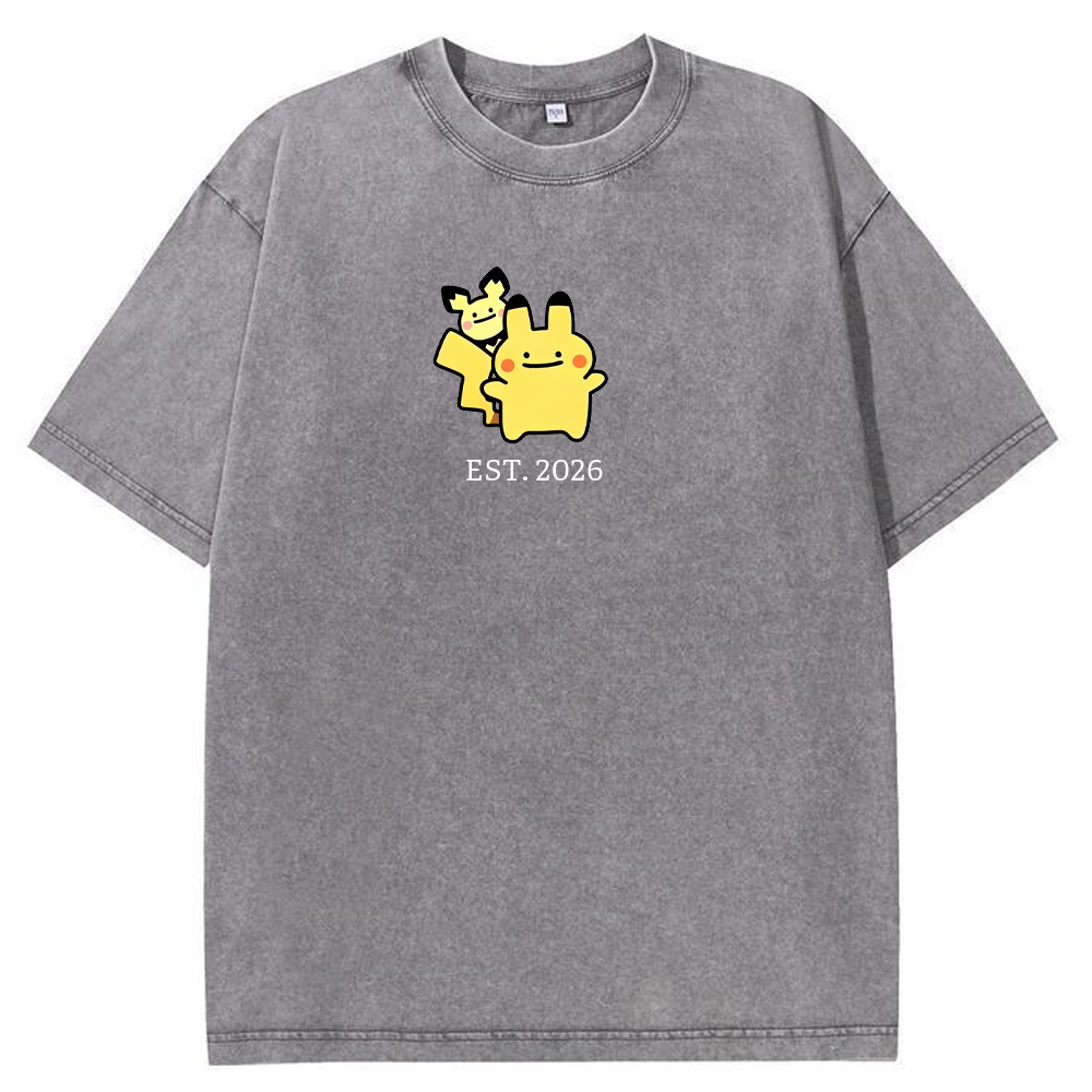 Cute Parent & Kid Pikachu Vintage Washed T-Shirt