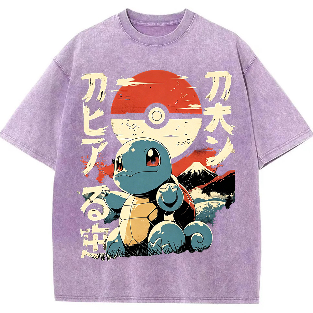 Vintage Ukiyo-e Squirtle Japanese Kanji Graphic Tee