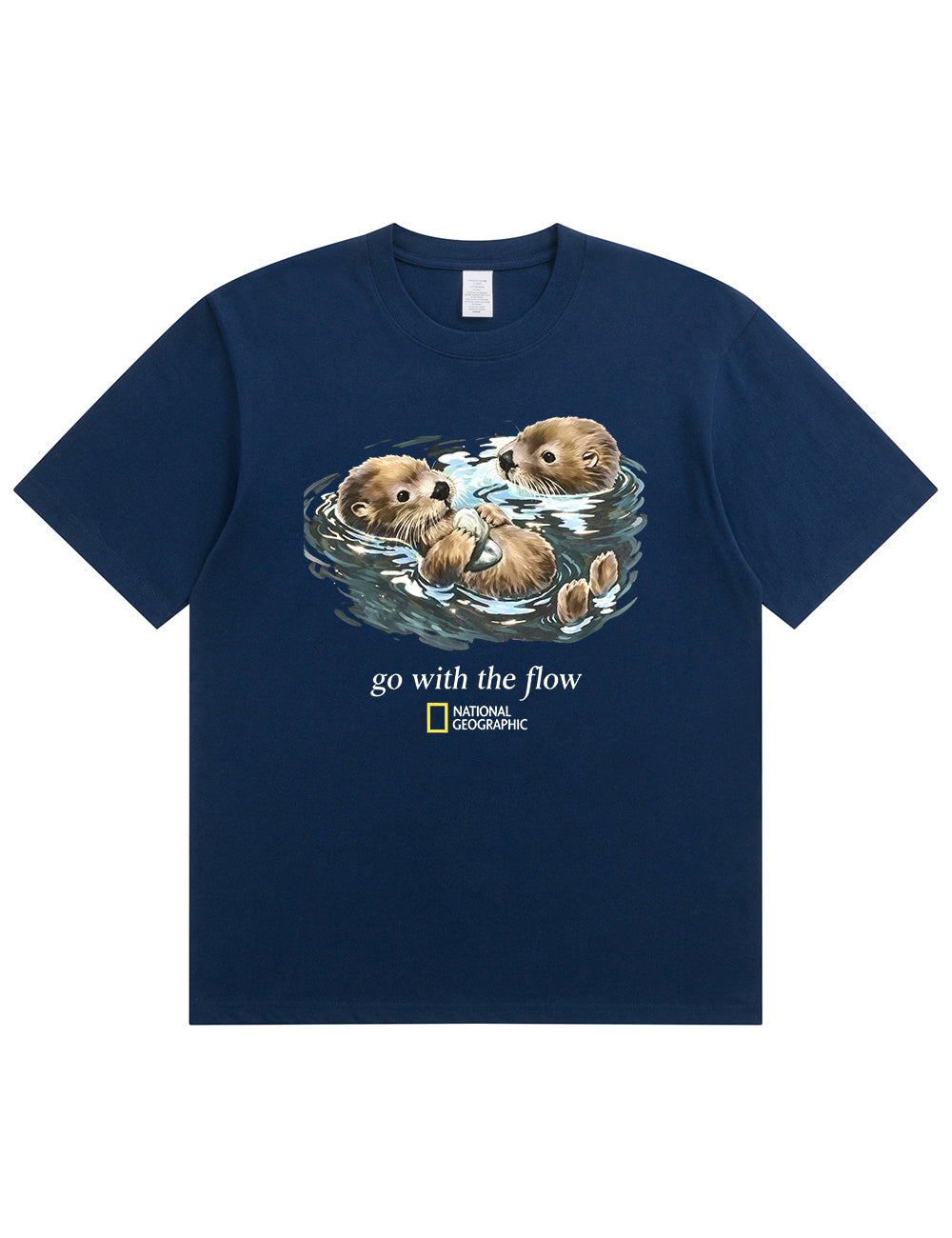 Retro Go With The Flow Sea Otter Graphic Soft Cotton T-Shirt
