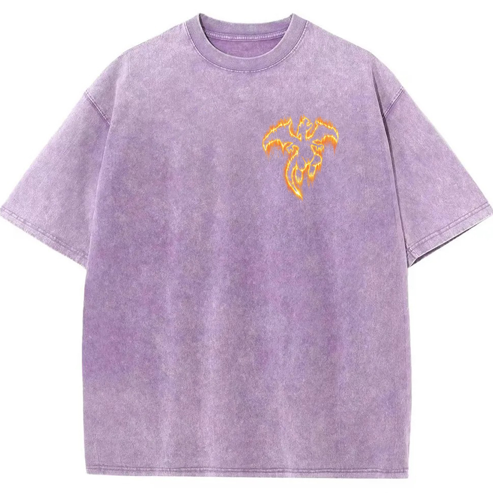 Flame Charizard Fire Silhouette Vintage Washed T-Shirt | Pokemon Anime