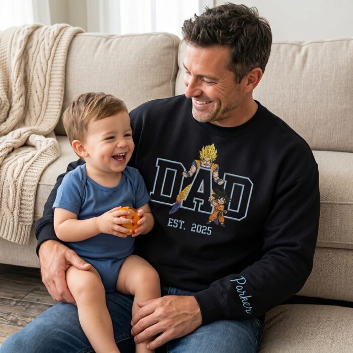 Custom Super Saiyan Dad Shirt, Personalized Anime Father's Day Gift