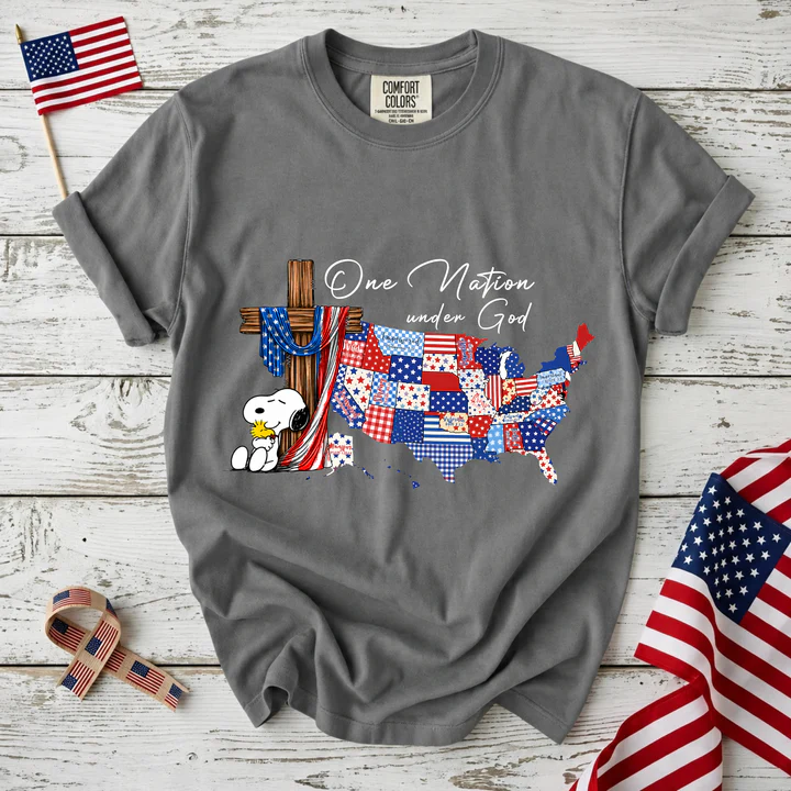 One Nation Under God Christian Patriotic Map T-Shirt