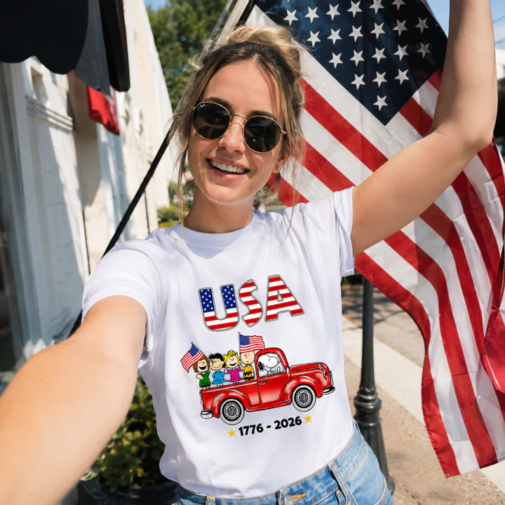 USA Patriotic Friends Red Truck 250th Anniversary T-Shirt