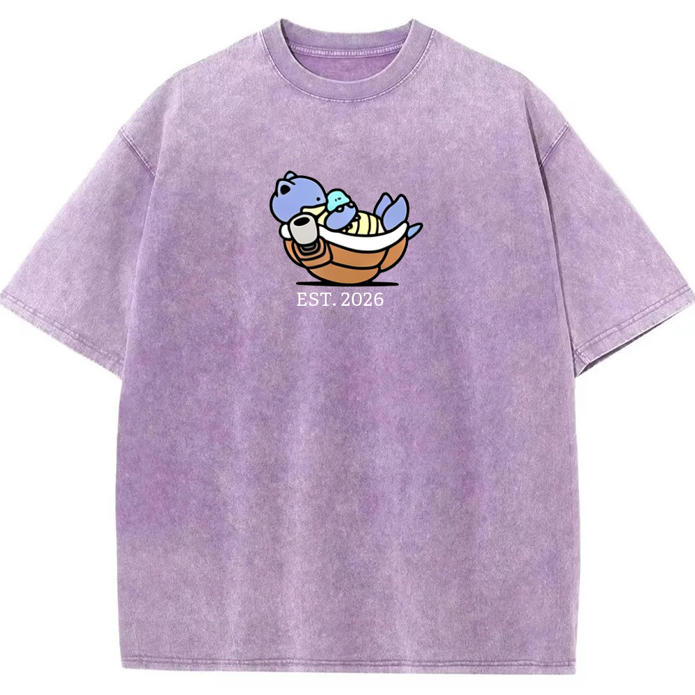 Cute Parent & Kid Blastoise Vintage Washed T-Shirt