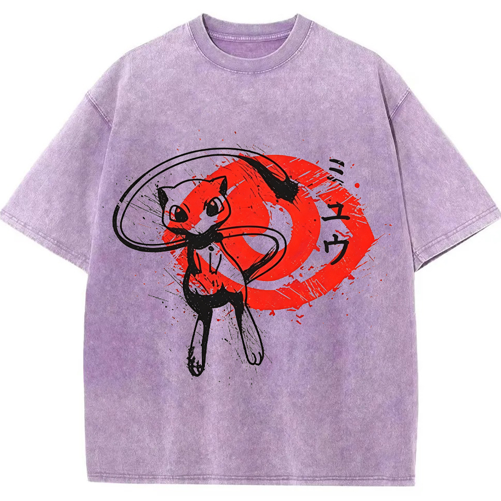 Ink Wash Mew Japanese Art Vintage Tee | Pokemon Anime