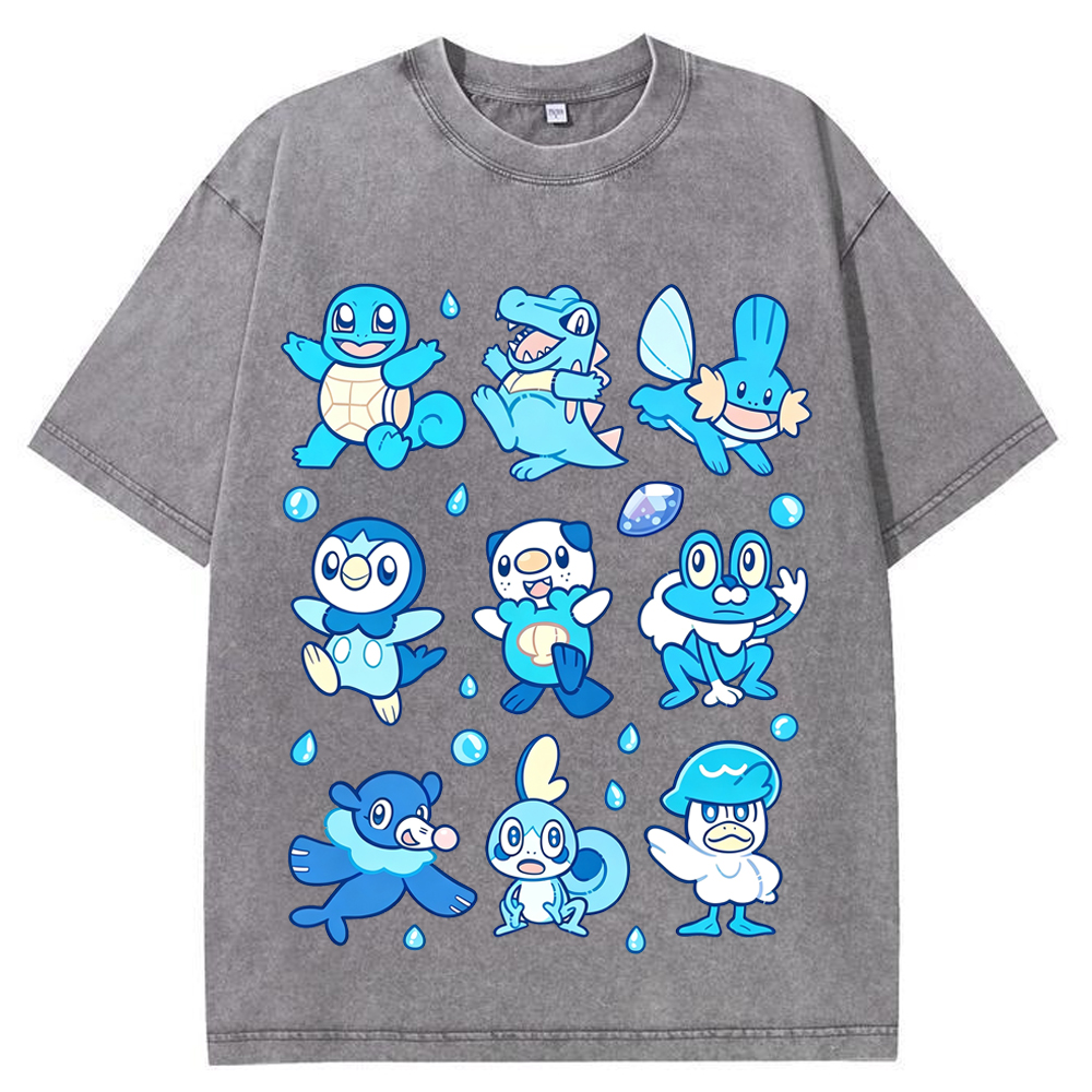 Water Starter Pokemon Collection Cartoon Tee | Pokemon Anime