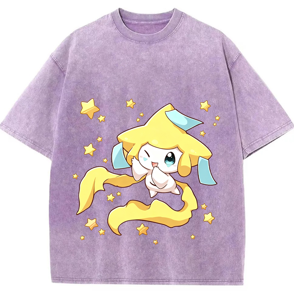 Starry Jirachi Single Print Cartoon Tee | Pokemon Anime