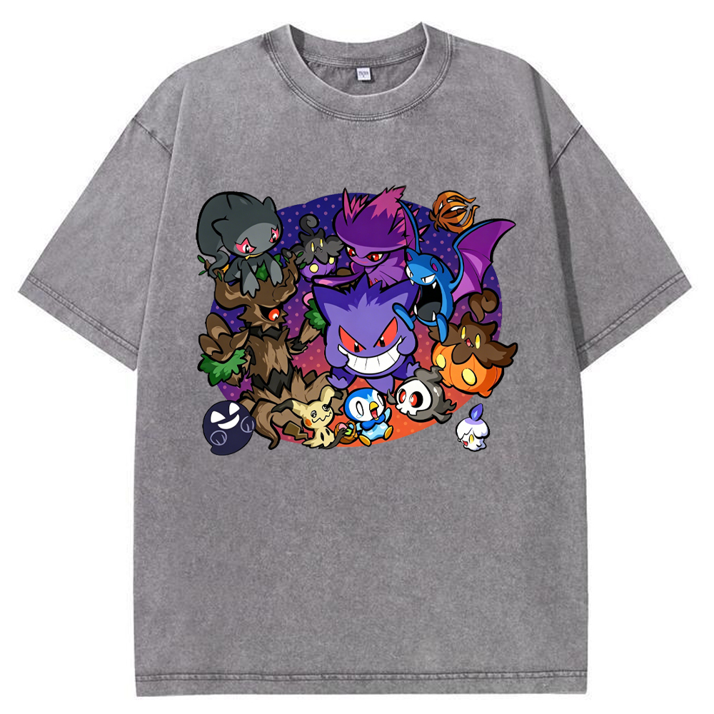 Halloween Night Party Gengar Evolution Group Cartoon Tee | Pokemon Anime
