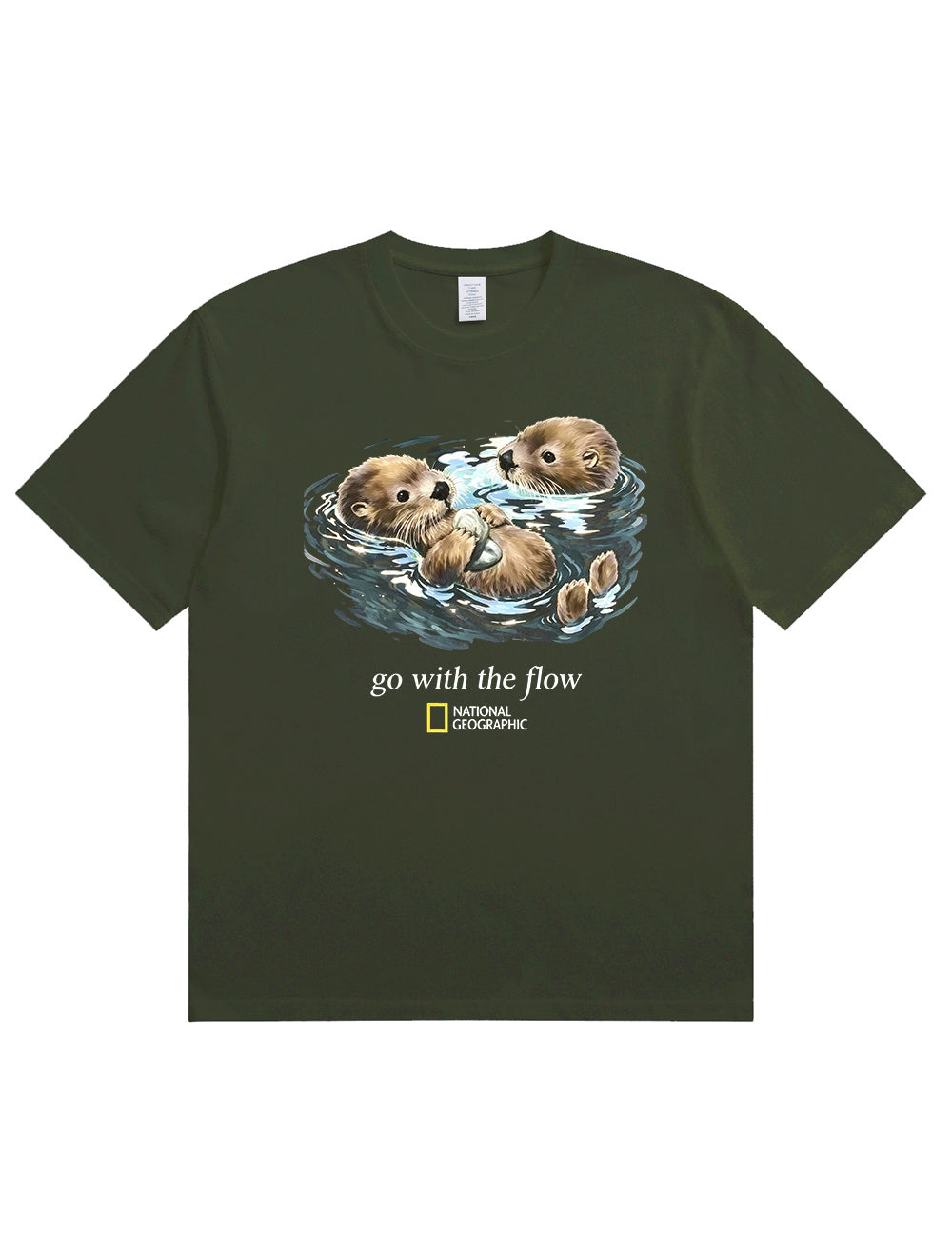 Retro Go With The Flow Sea Otter Graphic Soft Cotton T-Shirt