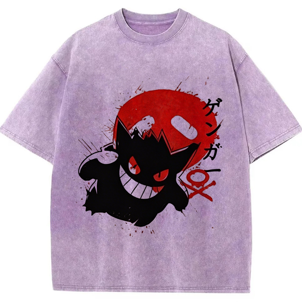 Ink Splatter Gengar Kanji Vintage Tee | Pokemon Anime