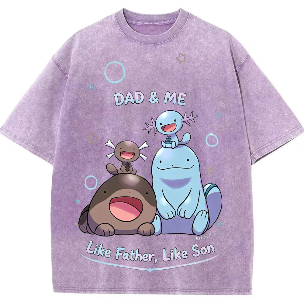 Parent & Kid Father Son Family Vibe Wooper Evolution Group Vintage Washed T-Shirt