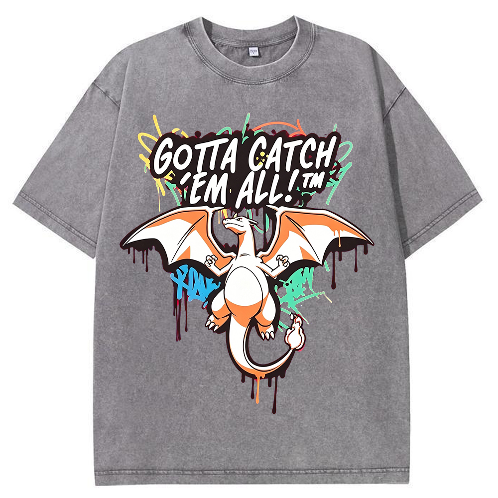 Graffiti Fire Dragon Vintage Washed T-Shirt