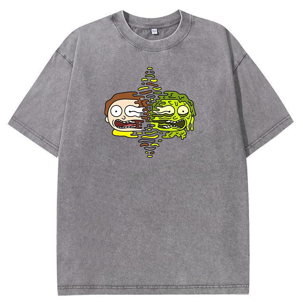 Toxic Dimension Morty Melting Distorted Face Cartoon Tee