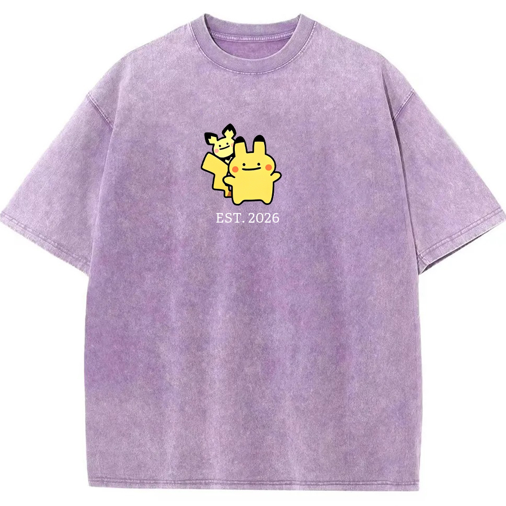 Cute Parent & Kid Pikachu Vintage Washed T-Shirt