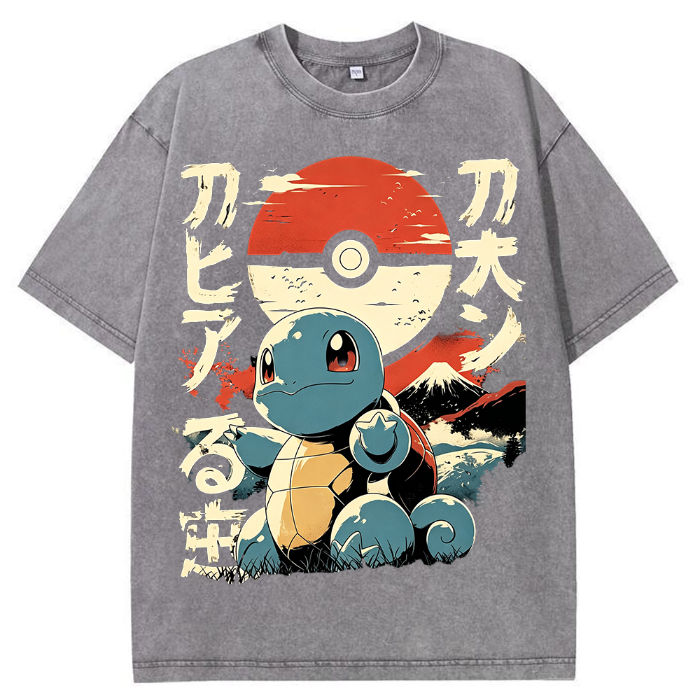 Vintage Ukiyo-e Squirtle Japanese Kanji Graphic Tee