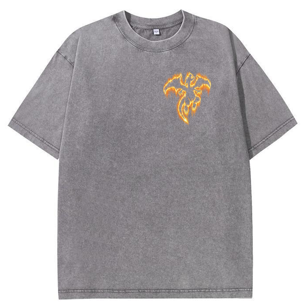 Flame Charizard Fire Silhouette Vintage Washed T-Shirt | Pokemon Anime