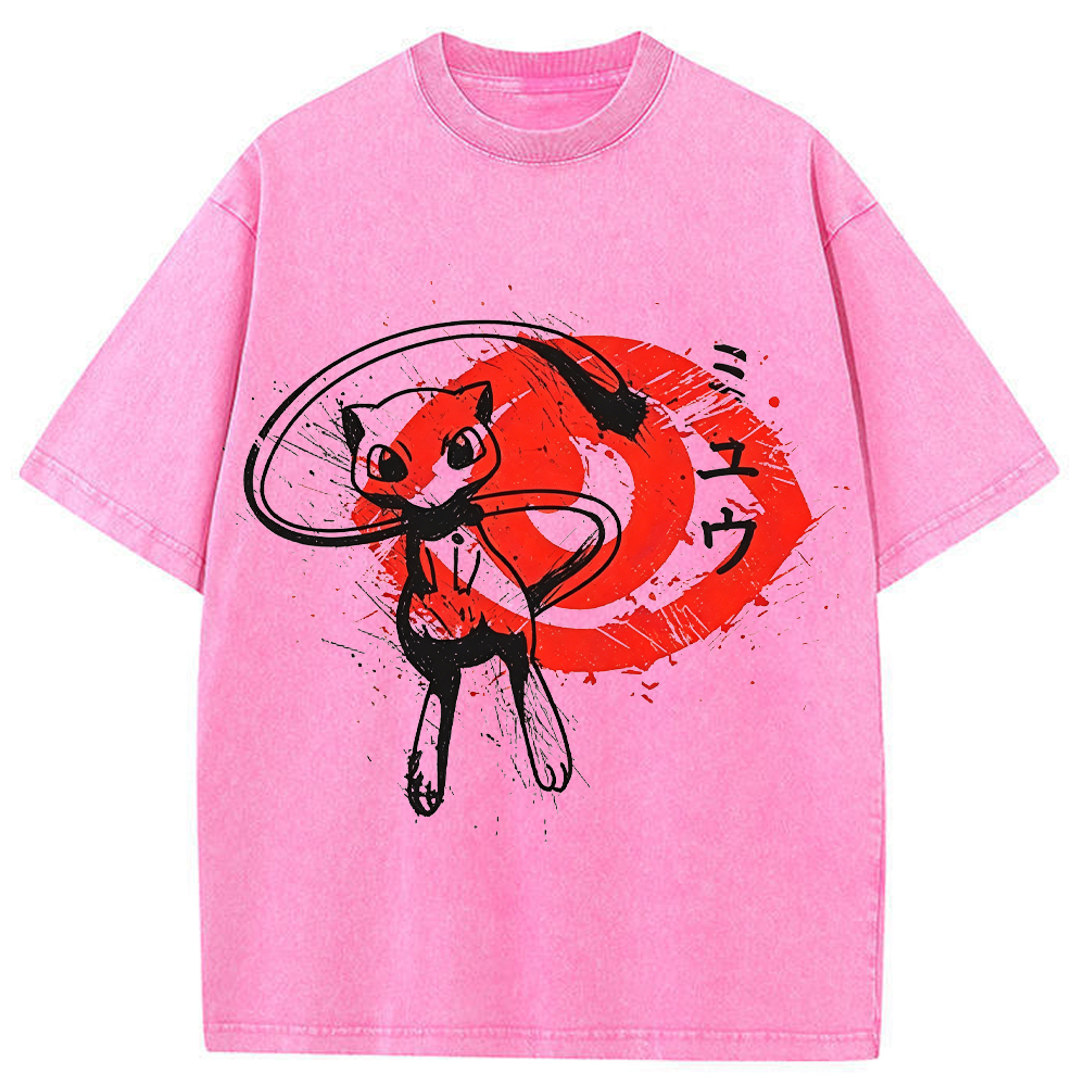 Ink Wash Mew Japanese Art Vintage Tee | Pokemon Anime