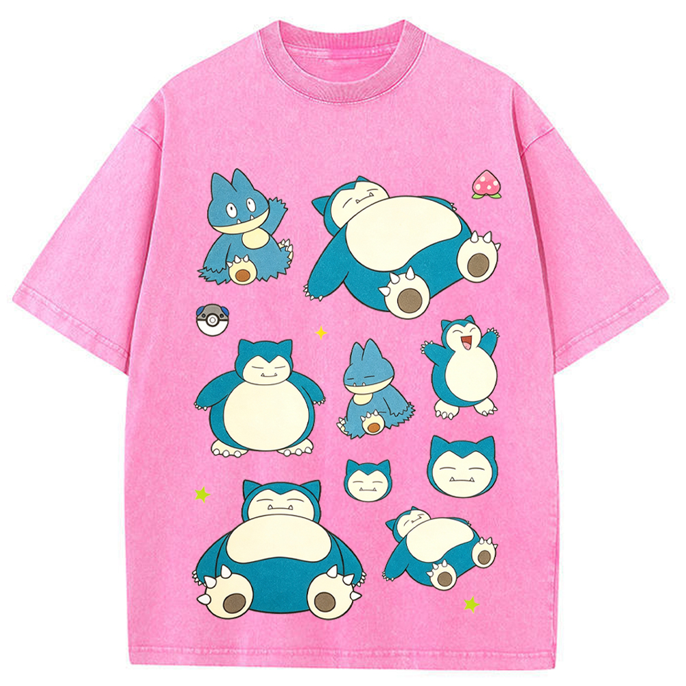 Multi Poses Snorlax Cartoon Tee | Pokemon Anime