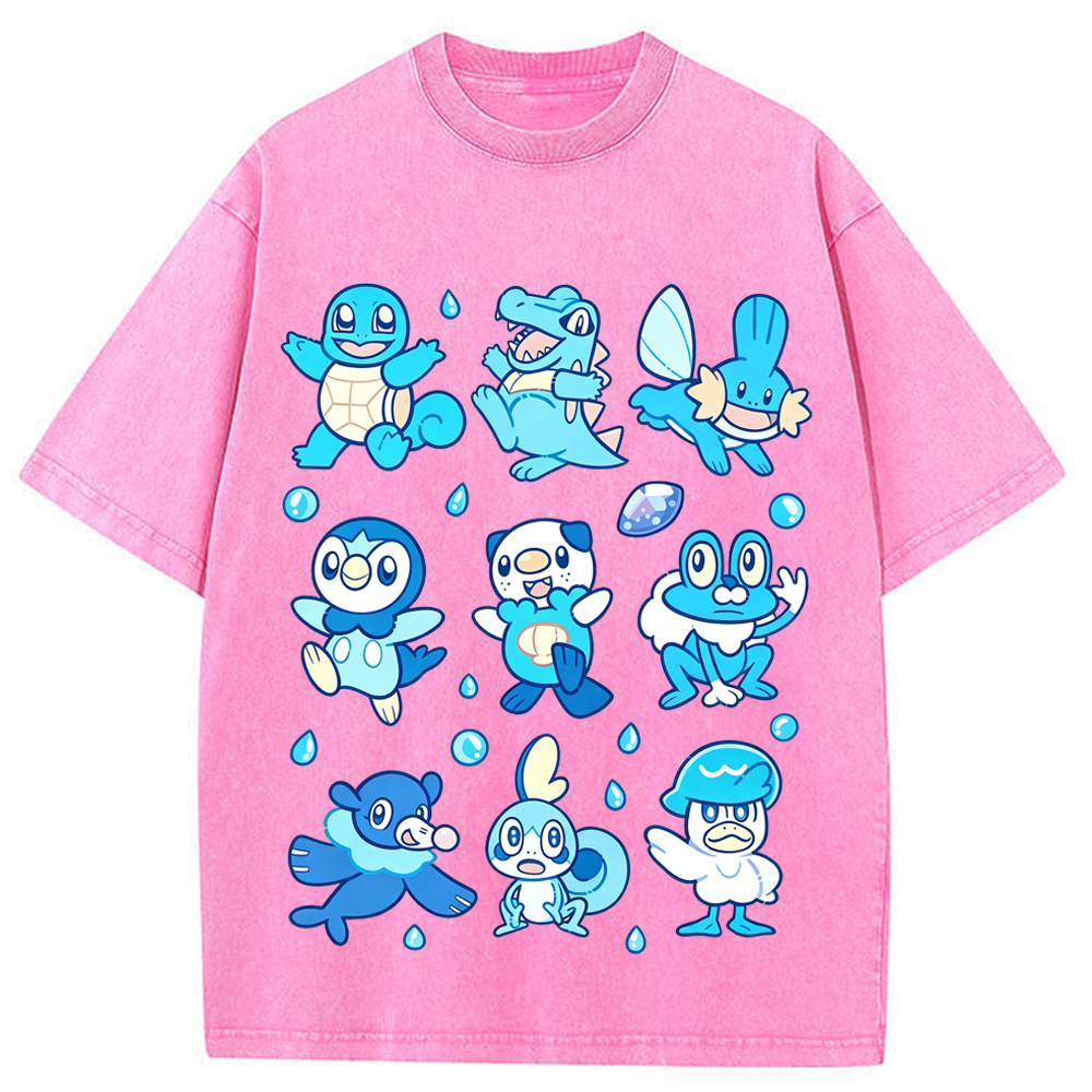 Water Starter Pokemon Collection Cartoon Tee | Pokemon Anime