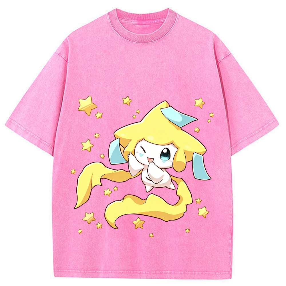 Starry Jirachi Single Print Cartoon Tee | Pokemon Anime