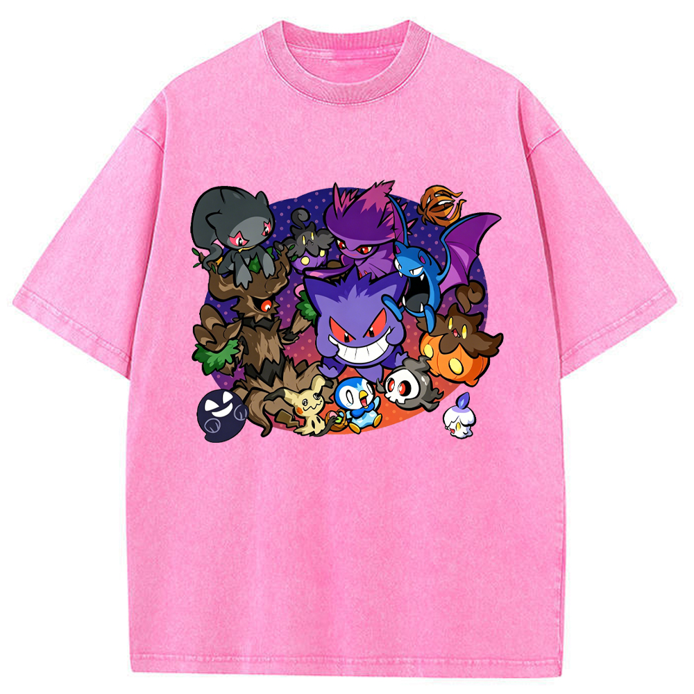 Halloween Night Party Gengar Evolution Group Cartoon Tee | Pokemon Anime