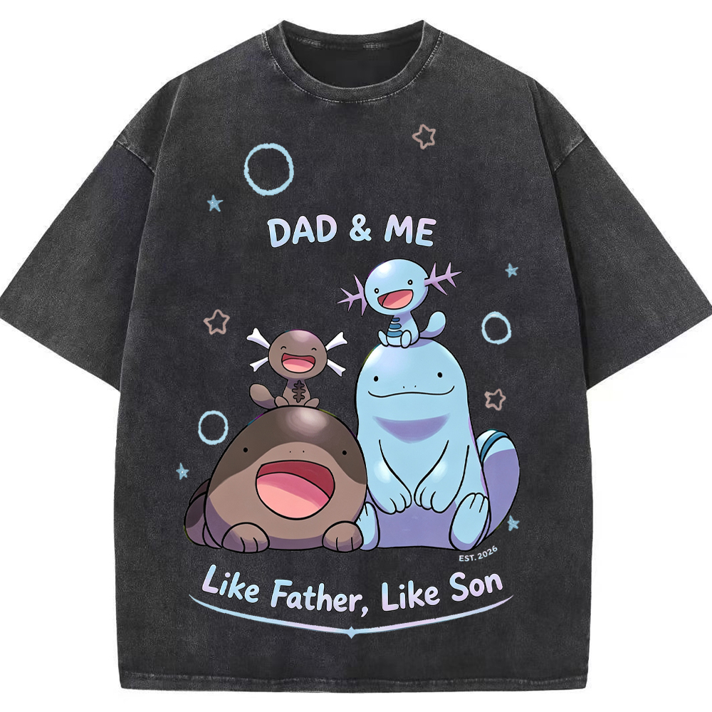 Parent & Kid Father Son Family Vibe Wooper Evolution Group Vintage Washed T-Shirt