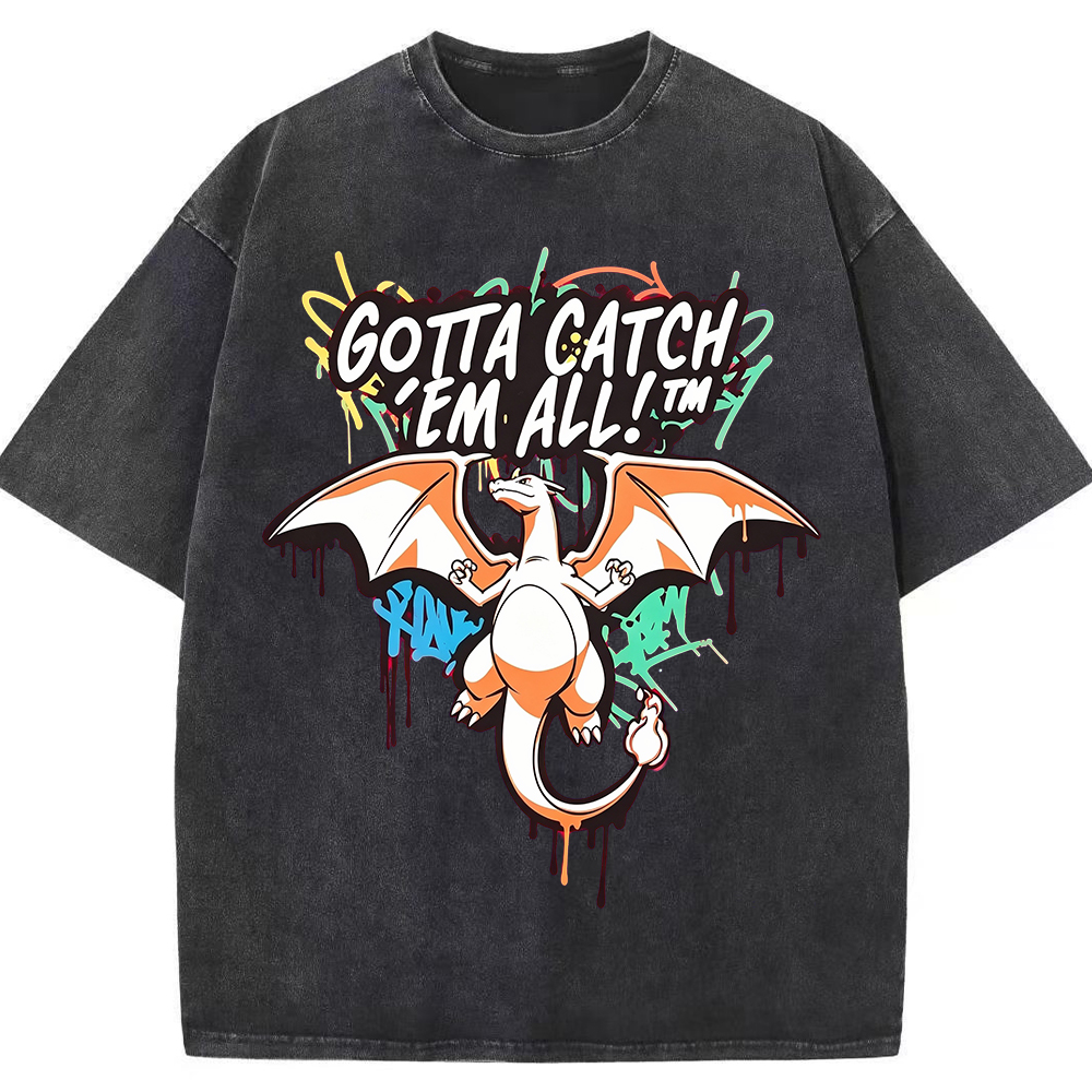 Graffiti Fire Dragon Vintage Washed T-Shirt