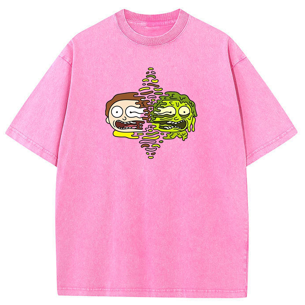 Toxic Dimension Morty Melting Distorted Face Cartoon Tee