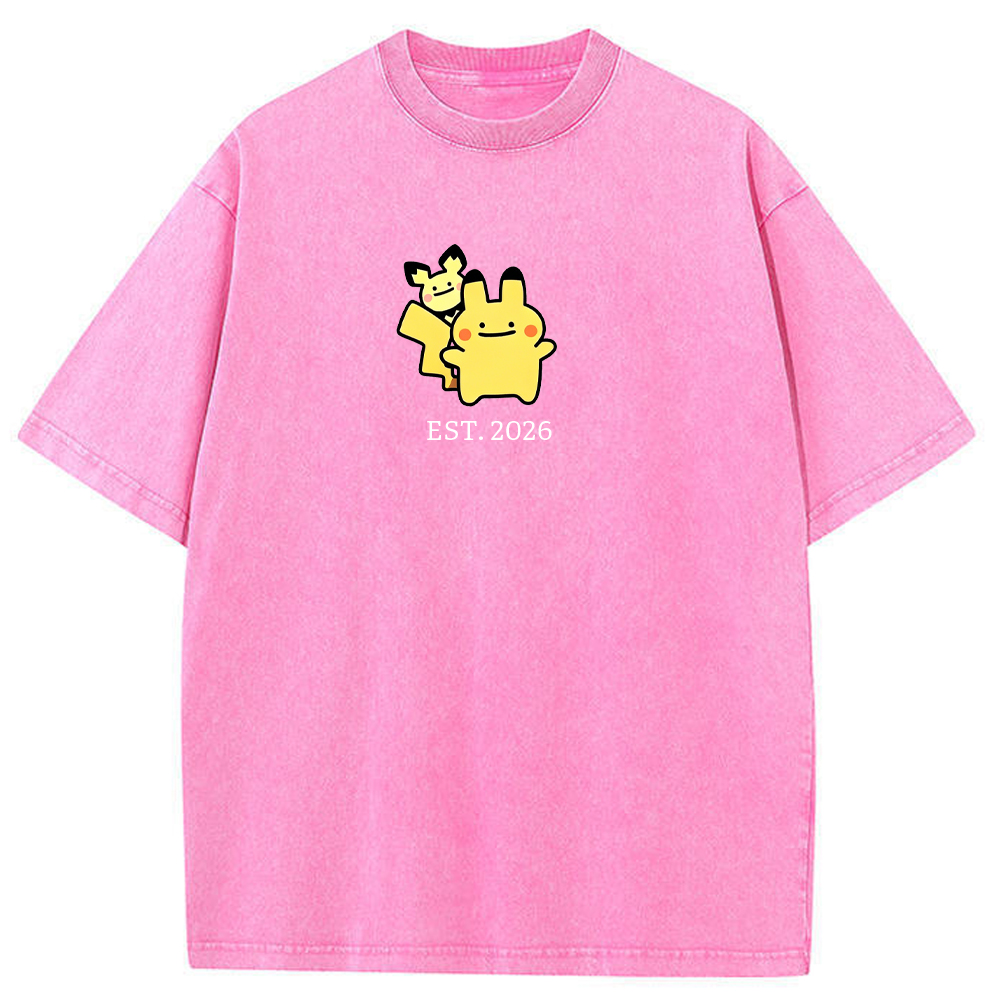 Cute Parent & Kid Pikachu Vintage Washed T-Shirt