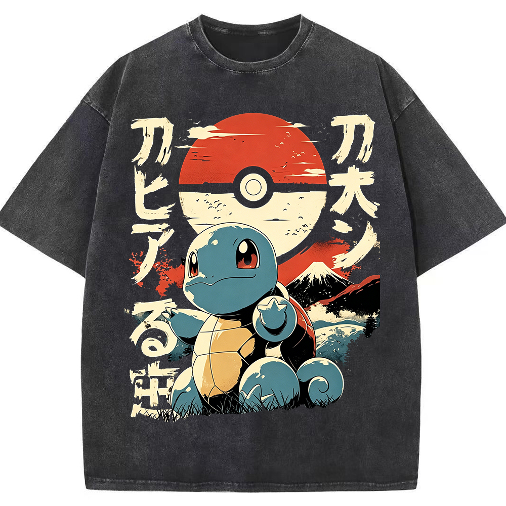 Vintage Ukiyo-e Squirtle Japanese Kanji Graphic Tee