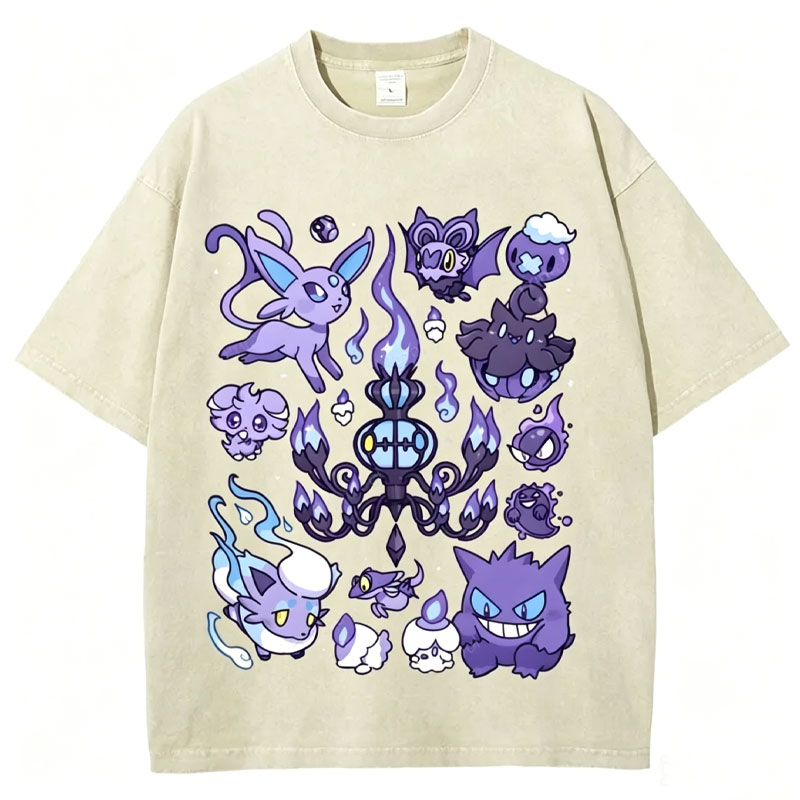 Ghost Type Pokémon Unisex Vintage Washed Tee